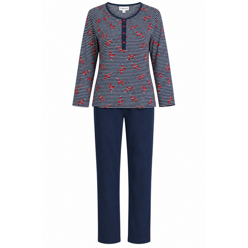 Comtessa Dames Pyjama – 100% Katoen – Donkerblauw - Gestreept Comtessa Dames Pyjama – 100% Katoen – Donkerblauw - Gestreept