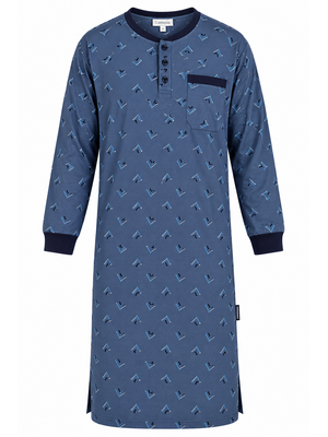 Comte Heren nachthemd lange mouw - blauw - 100% katoen Comte Heren nachthemd lange mouw - blauw - 100% katoen