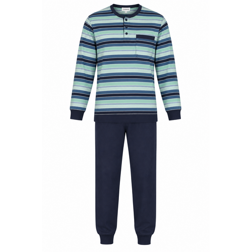 Comte Heren Pyjama – 100% Katoen - Gestreept – Blauw/Groen Comte Heren Pyjama – 100% Katoen - Gestreept – Blauw/Groen
