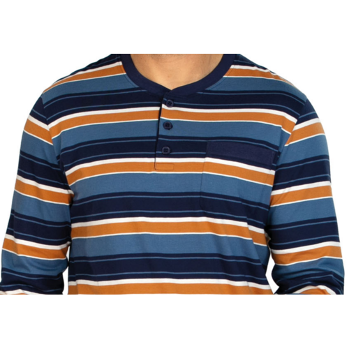 Comte Heren Pyjama – 100% Katoen - Gestreept – Multi Blue