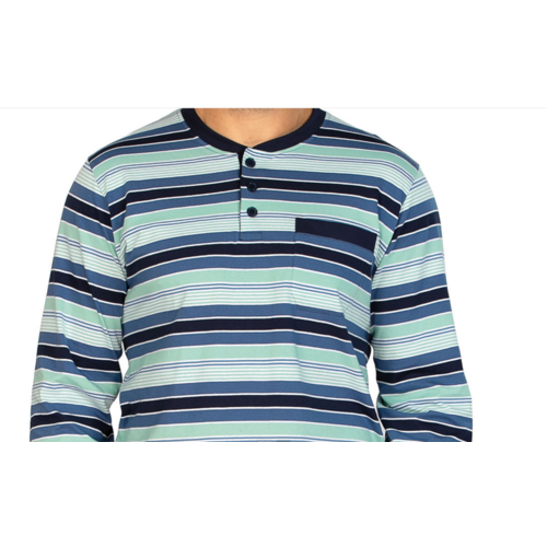 Comte Heren Pyjama – 100% Katoen - Gestreept – Blauw/Groen Comte Heren Pyjama – 100% Katoen - Gestreept – Blauw/Groen