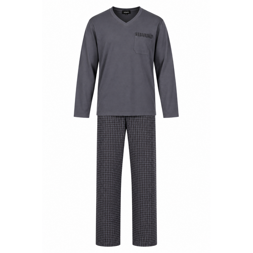 Comtessa Heren Pyjama – 100% Katoen – Lange Mouw – Steel Grijsblauw – V-Hals Comtessa Heren Pyjama – 100% Katoen – Lange Mouw – Steel Grijsblauw – V-Hals
