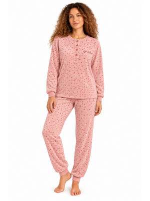 Cocodream Badstof Dames Pyjama – Winter – Roze - Sterretjes Cocodream Badstof Dames Pyjama – Winter – Roze - Sterretjes