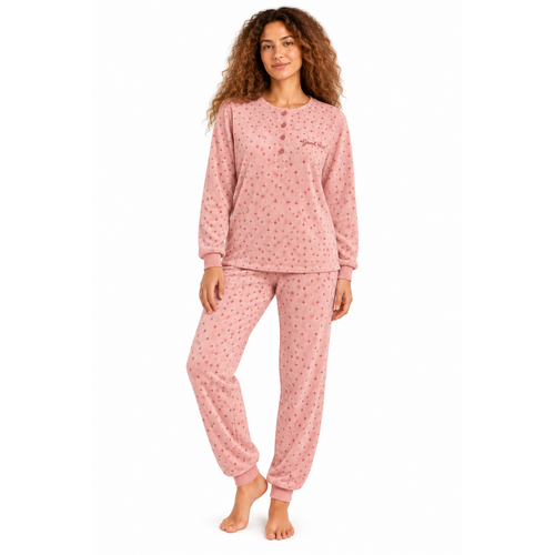 Cocodream Badstof Dames Pyjama – Winter – Roze - Sterretjes Cocodream Badstof Dames Pyjama – Winter – Roze - Sterretjes