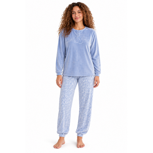 Cocodream Dames pyjama velours - winter - blauw Cocodream Dames pyjama velours - winter - blauw