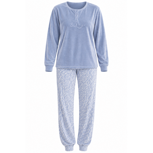 Cocodream Dames pyjama velours - winter - blauw Cocodream Dames pyjama velours - winter - blauw