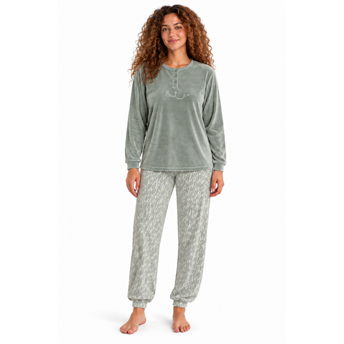Cocodream Dames pyjama velours - winter - groen Cocodream Dames pyjama velours - winter - groen