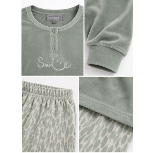 Cocodream Dames pyjama velours - winter - groen Cocodream Dames pyjama velours - winter - groen