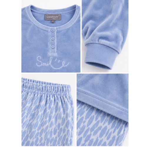 Cocodream Dames pyjama velours - winter - blauw Cocodream Dames pyjama velours - winter - blauw