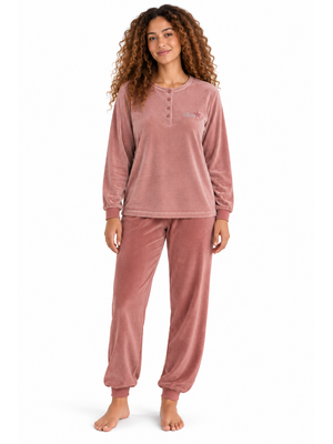 Cocodream Dames pyjama velours - winter - roze Cocodream Dames pyjama velours - winter - roze