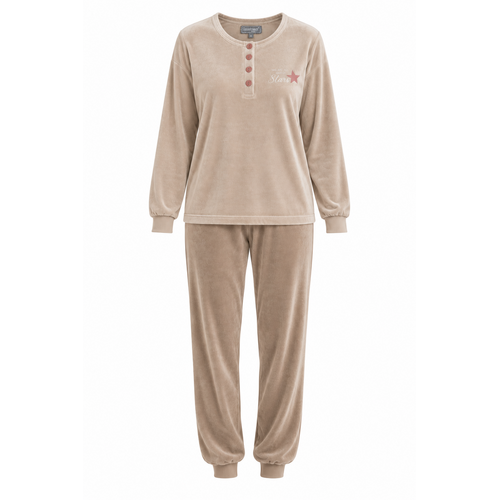 Cocodream Dames pyjama velours - winter - beige Cocodream Dames pyjama velours - winter - beige