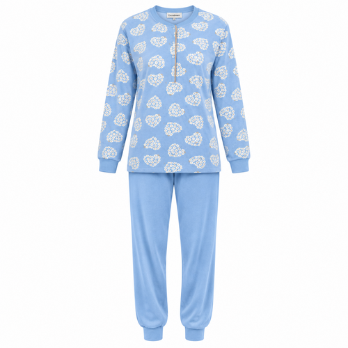 Lunatex Dames pyjama interlock - extra warm - lichtblauw Lunatex Dames pyjama interlock - extra warm - lichtblauw
