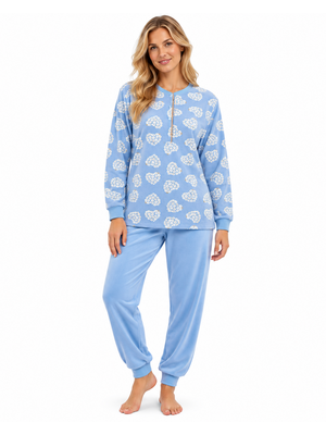 Lunatex Dames pyjama interlock - extra warm - lichtblauw Lunatex Dames pyjama interlock - extra warm - lichtblauw