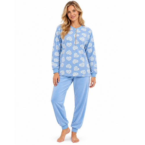 Lunatex Dames pyjama interlock - extra warm - lichtblauw Lunatex Dames pyjama interlock - extra warm - lichtblauw