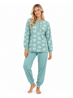 Lunatex Dames pyjama interlock - extra warm - mintgroen Lunatex Dames pyjama interlock - extra warm - mintgroen
