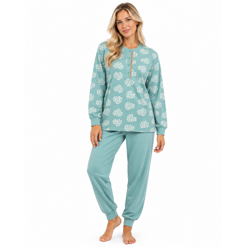 Lunatex Dames pyjama interlock - extra warm - mintgroen Lunatex Dames pyjama interlock - extra warm - mintgroen