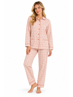 Cocodream Dames pyjama flanel - doorknoop - roze Cocodream Dames pyjama flanel - doorknoop - roze