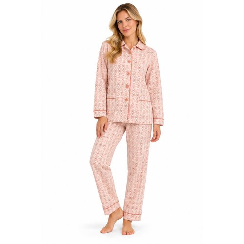 Cocodream Dames pyjama flanel - doorknoop - roze Cocodream Dames pyjama flanel - doorknoop - roze