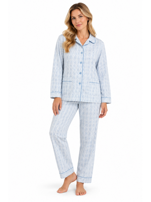 Cocodream Dames pyjama flanel - doorknoop - blauw Cocodream Dames pyjama flanel - doorknoop - blauw