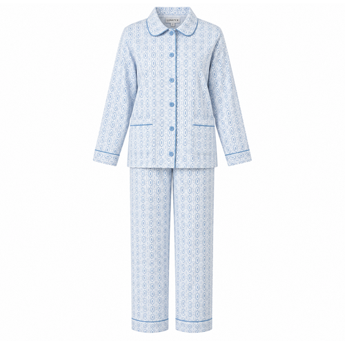 Cocodream Dames pyjama flanel - doorknoop - blauw