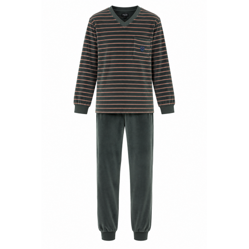 Outfitter Heren pyjama velours - winter - urban chic grijsgroen Outfitter Heren pyjama velours - winter - urban chic grijsgroen