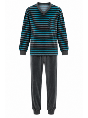 Outfitter Heren pyjama velours - winter - antraciet Outfitter Heren pyjama velours - winter - antraciet