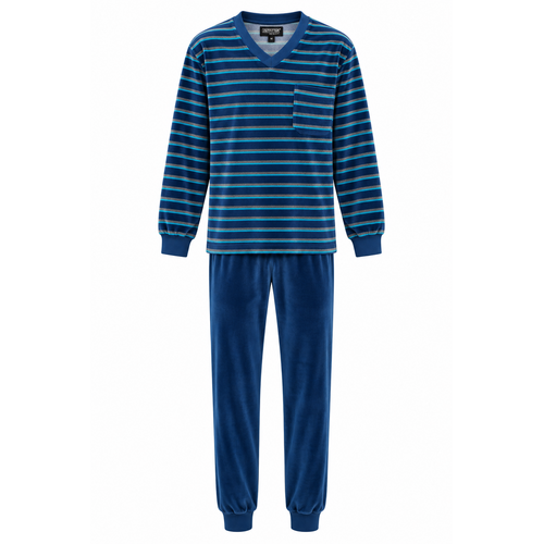 Outfitter Heren pyjama velours - winter - blauw Outfitter Heren pyjama velours - winter - blauw
