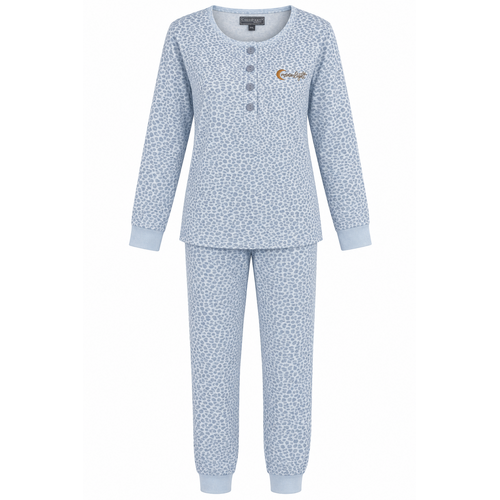 Cocodream Dames pyjama interlock - blauw gestipt Cocodream Dames pyjama interlock - blauw gestipt