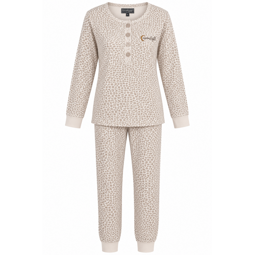 Cocodream Dames pyjama interlock - beige gestipt Cocodream Dames pyjama interlock - beige gestipt
