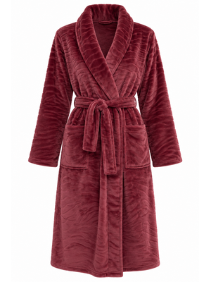 Cocodream Dames badjas fleece – ochtendjas – zacht & warm - bordeaux Cocodream Dames badjas fleece – ochtendjas – zacht & warm - bordeaux