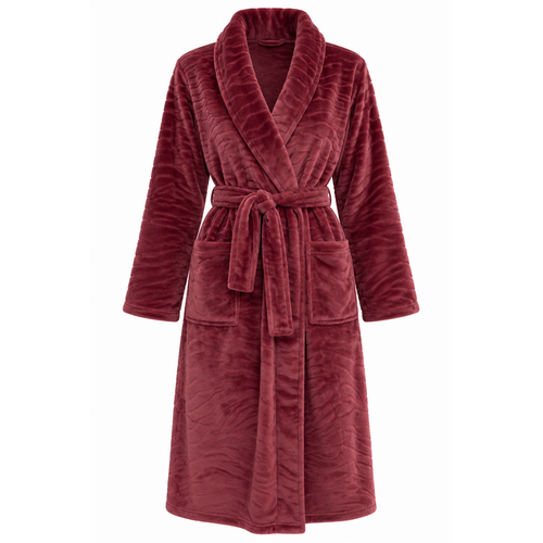 Cocodream Dames badjas fleece – ochtendjas – zacht & warm - bordeaux Cocodream Dames badjas fleece – ochtendjas – zacht & warm - bordeaux