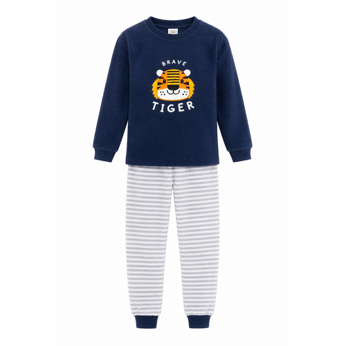 Outfitter Jongens pyjama velours - blauw - tijger