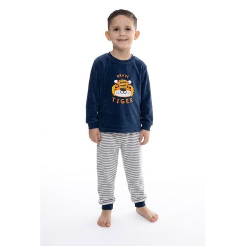 Outfitter Jongens pyjama velours - blauw - tijger