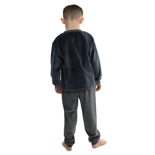 Outfitter Jongens pyjama velours - tijgergezichtjes - grijsgroen Outfitter Jongens pyjama velours - tijgergezichtjes - grijsgroen