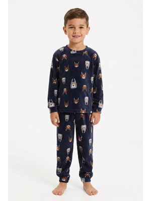 Outfitter Jongens Pyjama – Warme Fleece – 100% Polyester – Blauw – Alpaca Print Outfitter Jongens Pyjama – Warme Fleece – 100% Polyester – Blauw – Alpaca Print