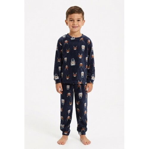 Outfitter Jongens Pyjama – Warme Fleece – 100% Polyester – Blauw – Alpaca Print Outfitter Jongens Pyjama – Warme Fleece – 100% Polyester – Blauw – Alpaca Print