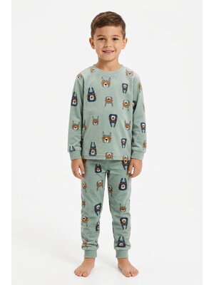 Outfitter Jongens Pyjama – Warme Fleece – 100% Polyester – Groen – Alpaca Print Outfitter Jongens Pyjama – Warme Fleece – 100% Polyester – Groen – Alpaca Print