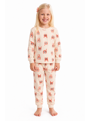 Cocodream Meisjes Pyjama – Warme Fleece – 100% Polyester – Ecru – Alpaca Print Cocodream Meisjes Pyjama – Warme Fleece – 100% Polyester – Ecru – Alpaca Print