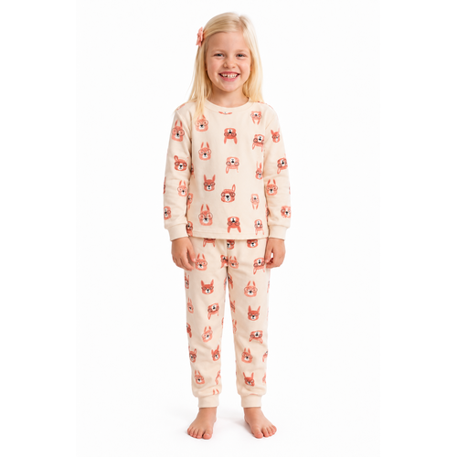 Cocodream Meisjes Pyjama – Warme Fleece – 100% Polyester – Ecru – Alpaca Print Cocodream Meisjes Pyjama – Warme Fleece – 100% Polyester – Ecru – Alpaca Print