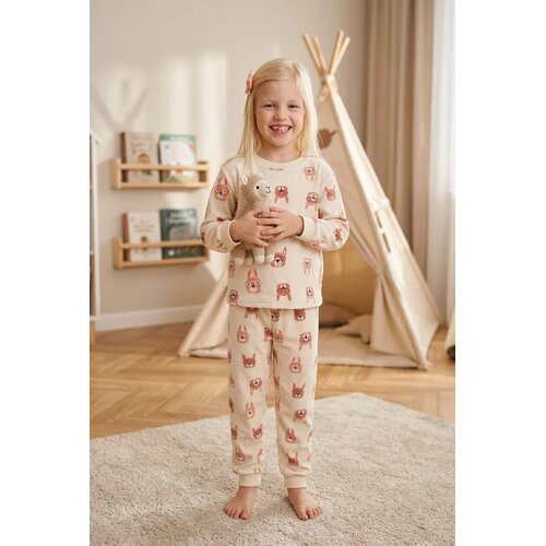 Cocodream Meisjes Pyjama – Warme Fleece – 100% Polyester – Ecru – Alpaca Print Cocodream Meisjes Pyjama – Warme Fleece – 100% Polyester – Ecru – Alpaca Print