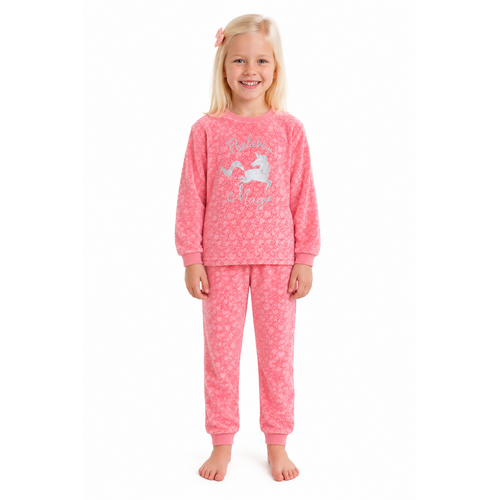 Cocodream Meisjes pyjama velours - eenhoorn - roze