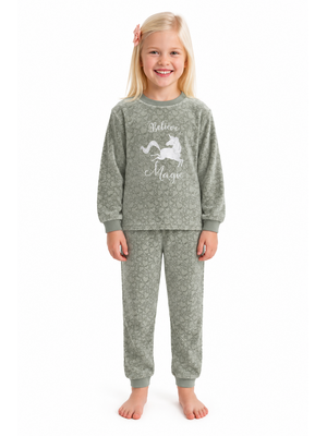 Cocodream Meisjes pyjama velours - eenhoorn - groen Cocodream Meisjes pyjama velours - eenhoorn - groen