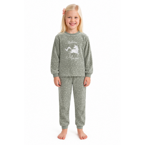 Cocodream Meisjes pyjama velours - eenhoorn - groen Cocodream Meisjes pyjama velours - eenhoorn - groen