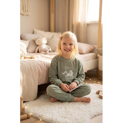 Cocodream Meisjes pyjama velours - eenhoorn - groen Cocodream Meisjes pyjama velours - eenhoorn - groen