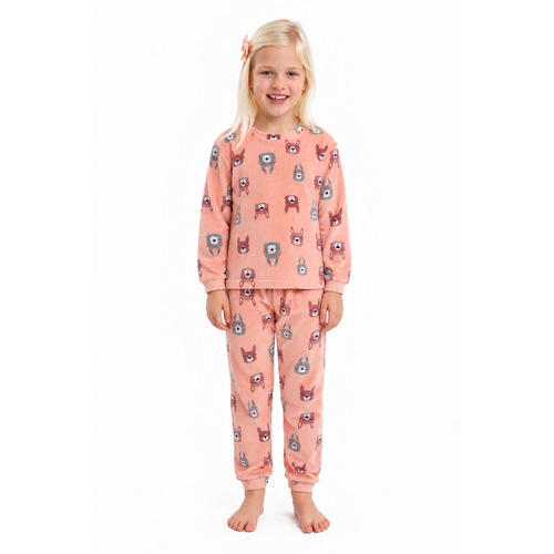 Cocodream Meisjes Pyjama – Warme Fleece – 100% Polyester – Roze – Alpaca Print