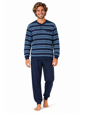 Comte Heren Pyjama – 100% Katoen - Gestreept – Marineblauw Comte Heren Pyjama – 100% Katoen - Gestreept – Marineblauw