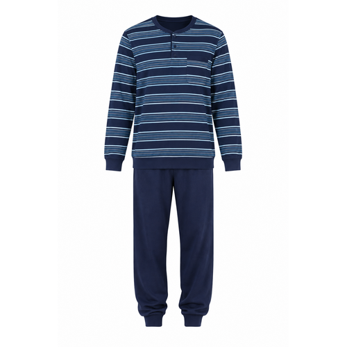 Comte Heren Pyjama – 100% Katoen - Gestreept – Marineblauw Comte Heren Pyjama – 100% Katoen - Gestreept – Marineblauw