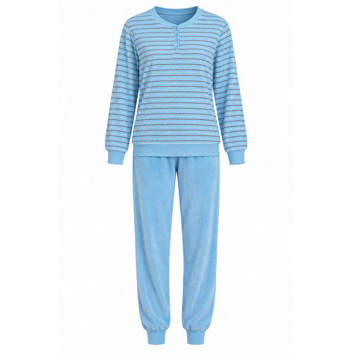 Comtessa Badstof Dames Pyjama – Winter – Blauw Gestreept Comtessa Badstof Dames Pyjama – Winter – Blauw Gestreept
