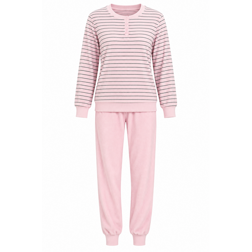 Comtessa Badstof Dames Pyjama – Winter – Roze Gestreept Comtessa Badstof Dames Pyjama – Winter – Roze Gestreept