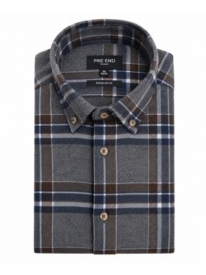 Pre End Heren overhemd flanel lange mouw - grey Pre End Heren overhemd flanel lange mouw - grey